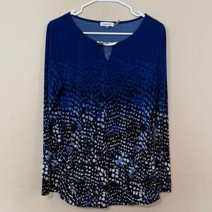 Calvin Klein Women's Navy and Black Long Sleeve Top